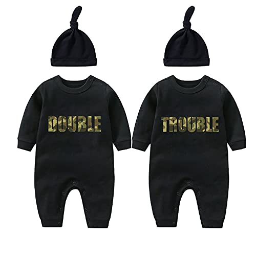 Culbutomind Baby-Bodys für Zwillinge, niedliches Outfit mit Mütze, Baby-Pyjama, Neugeborene, Mädchen, Kleidung, Zwillings-Geschenk, Camouflage Dt, 68 von culbutomind