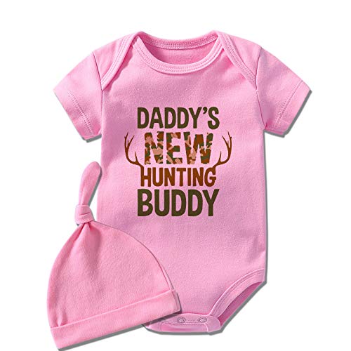 culbutomind Baby Zwillinge Baby Bodys Jungen Outfit Daddys New Jagd Buddy Neugeborene Kleidung Baby Mädchen Strampler(pink hayi Hunting buddy12m) von culbutomind
