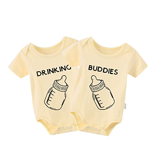 culbutomind Baby Zwillinge Baby Bodys Jungen Outfit Drinking Buddies Lustige Baby Neugeborene Kleidung Baby Mädchen Strampler von culbutomind