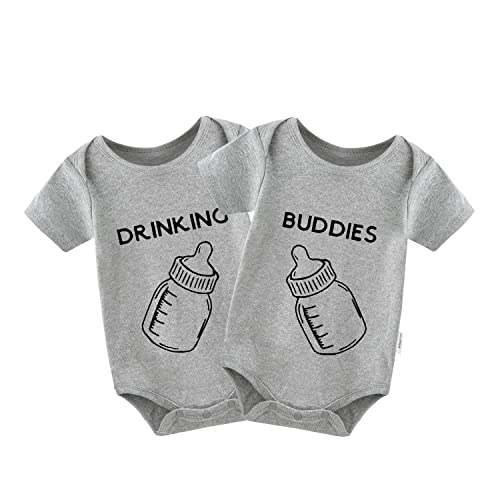 culbutomind Baby Zwillinge Baby Bodys Jungen Outfit Drinking Buddies Lustige Baby Neugeborene Kleidung Baby Mädchen Strampler von culbutomind