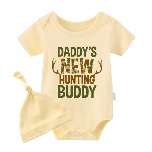 culbutomind Baby Zwillinge Baby Bodys Jungen Outfit Daddys New Jagd Buddy Neugeborene Kleidung Baby Mädchen Strampler(Yellow hayi Hunting Buddy 6m) von culbutomind