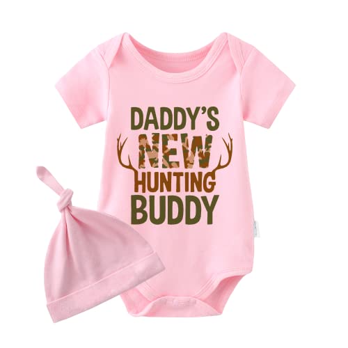 culbutomind Baby Zwillinge Baby Bodys Jungen Outfit Daddys New Jagd Buddy Neugeborene Kleidung Baby Mädchen Strampler(pink hayi hunting buddy6m) von culbutomind