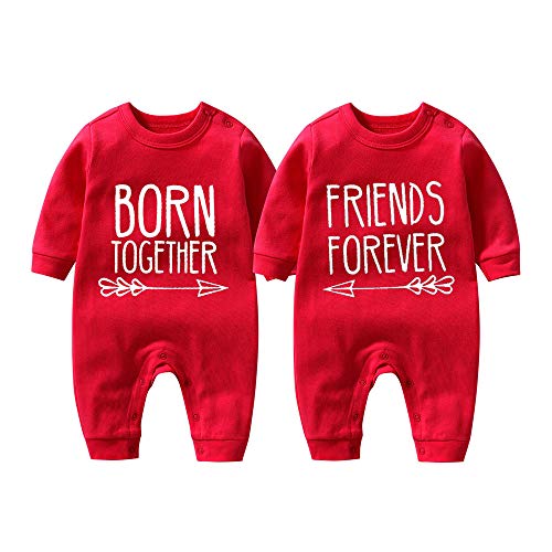 culbutomind Baby Zwillinge Strampler Beste Freunde Für Immer Fun Baby Geschenke Geburt Erstausstattung(Rot 3M) von culbutomind