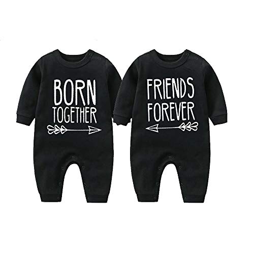 culbutomind Baby Zwillinge Strampler Beste Freunde Für Immer Fun Baby Geschenke Geburt Erstausstattung(black1 10-12 Months) von culbutomind