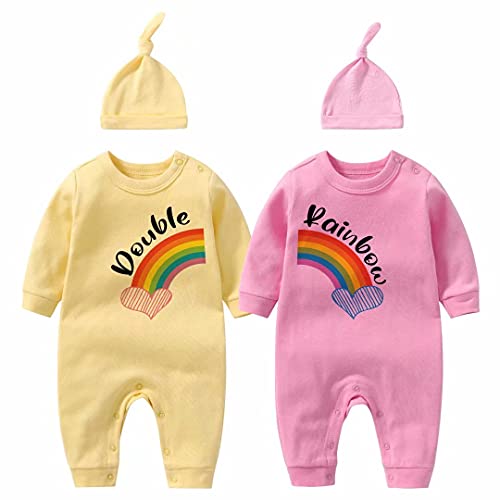 culbutomind Baby Zwillinge Strampler Body Junge Mädchen Doppelter Regenbogen Fun Baby Geschenke Geburt Lustig Babykleidung(Regenbogen yp 9m) von culbutomind