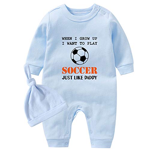 culbutomind Baby Zwillinge Strampler Body Junge Mädchen Fußball Wie Papa Fun Baby Geschenke Geburt Lustig Babykleidung(Blauer Fußball, 68) von culbutomind