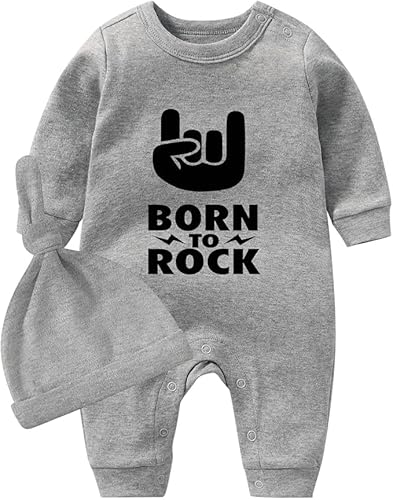 culbutomind Baby Zwillinge Strampler Body Junge Mädchen Geboren Um Zu Rocken Fun Baby Geschenke Geburt Lustig Babykleidung(Grau Born Rock, 80) von culbutomind