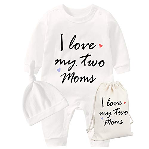 culbutomind Baby Zwillinge Strampler Body Junge Mädchen Ich Liebe Meine Beiden Mütter Baby Geschenke Geburt Lustig Babykleidung(white two moms 3m) von culbutomind