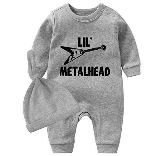 culbutomind Baby Zwillinge Strampler Body Junge Mädchen Metallkopf Fun Baby Geschenke Geburt Lustig Babykleidung(Grau Metalhead, 68) von culbutomind