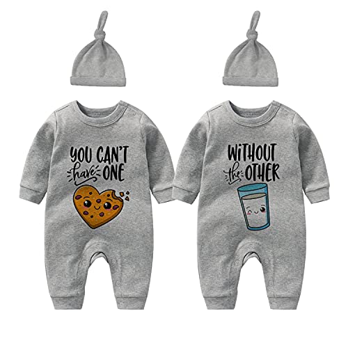 culbutomind Baby Zwillinge Strampler Body Junge Mädchen Ohne Den Anderen Baby Geschenke Geburt Lustig Babykleidung(Grey BMilk Set 3m) von culbutomind