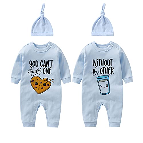 culbutomind Baby Zwillinge Strampler Body Junge Mädchen Ohne Den Anderen Baby Geschenke Geburt Lustig Babykleidung(blue BMilk set 12m) von culbutomind