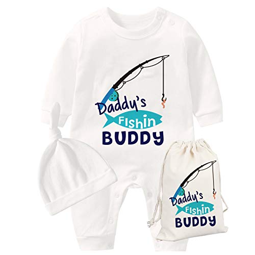 culbutomind Baby Zwillinge Strampler Body Junge Mädchen Papas Angelfreund Fun Baby Geschenke Geburt Lustig Babykleidung(Weiß Angeln Vater 3m) von culbutomind