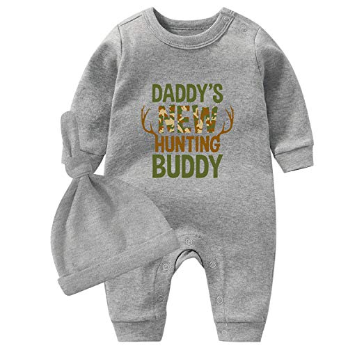 culbutomind Baby Zwillinge Strampler Body Junge Mädchen Papas Neuer Jagdfreund Fun Baby Geschenke Geburt Lustig Babykleidung(Grau Jagd Buddy, 80) von culbutomind