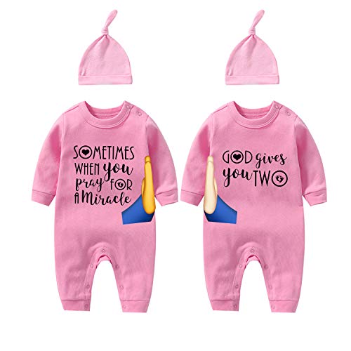 culbutomind Baby Zwillinge Strampler Body Junge Mädchen Sometimes When You Pray for a Miracle God Gives You Geschenke Geburt Babykleidung Set von culbutomind