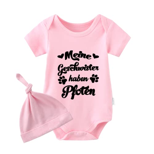 culbutomind Baby Zwillinge Strampler Meine Geschwisten Haben Pfoten Fun Baby Geschenke With Hut(pink with daddy3m) von culbutomind