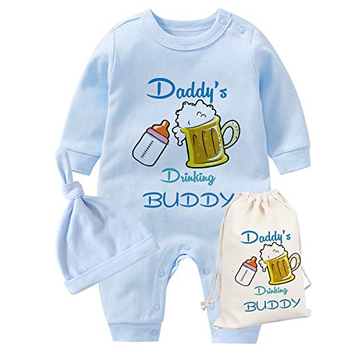 culbutomind Baby Zwillinge Vatertag Papa trinken Buddy Neugeborene Baby Mädchen Jungen Overall Babykleidung Gr. 68, Blue Dad Drinking von culbutomind
