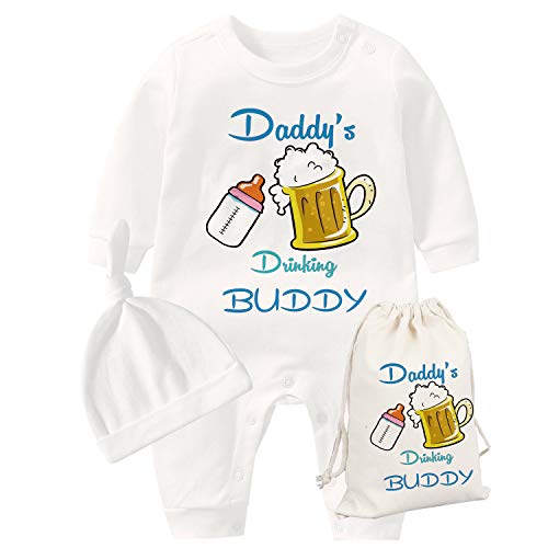 culbutomind Baby Zwillinge Vatertag Papa trinken Buddy Neugeborene Baby Mädchen Jungen Overall Babykleidung Gr. 68, White Dad Drinking von culbutomind