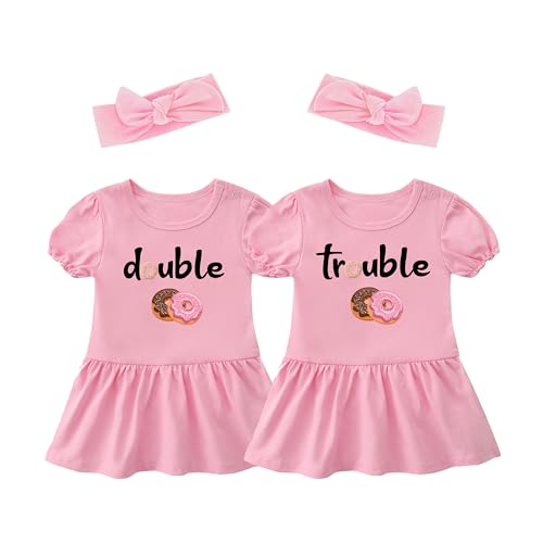 culbutomind Baby Zwillinges Strampler Doppelt Probleme Neugeborenen Baby Bodys Für Mädchen Babybekleidung Baby Kleid Zwillinge Geschenk(Rosa 6M) von culbutomind