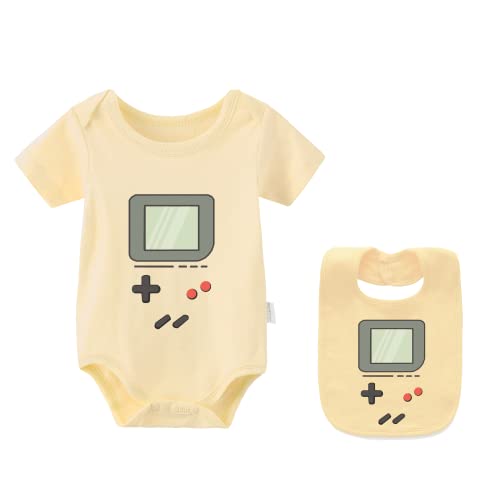 culbutomind Baby Zwillinges Stramplers Game Fun Baby Body Kurzarm Geschenk Für Geburt Baby Jungen Mädchen Zwillinge Babybekleidung Mit Lätzchen(Gelb game 6m) von culbutomind