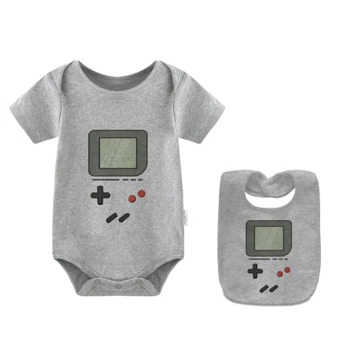 culbutomind Baby Zwillinges Stramplers Game Fun Baby Body Kurzarm Geschenk Für Geburt Baby Jungen Mädchen Zwillinge Babybekleidung Mit Lätzchen(Grau game 9m) von culbutomind