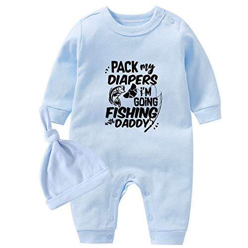 culbutomind Baby Zwillinge Strampler Body Junge Mädchen Ich Gehe Fischen Papa Fun Baby Geschenke Geburt Lustig Babykleidung(Blau Fishing Daddy, 68) von culbutomind