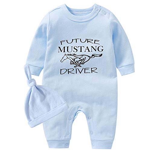 culbutomind Baby Zwillinge Strampler Body Junge Mädchen Zukünftiger Mustang-Fahrer Fun Baby Geschenke Geburt Lustig Babykleidung(Blau Mustang Driver, 50) von culbutomind