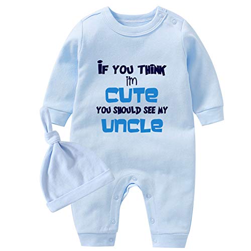 culbutomind Baby Zwillinge Strampler Body Junge Mädchen Wenn Du Denkst Ich Bin Süß Fun Baby Geschenke Geburt Lustig Babykleidung(Blau My Uncle, 50) von culbutomind