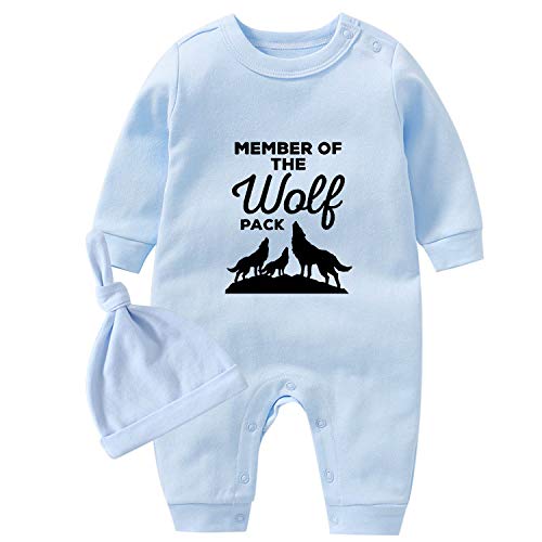 culbutomind Baby Zwillinge Strampler Body Junge Mädchen Mitglied des Wolfsrudels Fun Baby Geschenke Geburt Lustig Babykleidung(Blau der Wolf, 50) von culbutomind