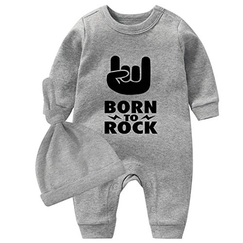 culbutomind Baby Zwillinge Strampler Body Junge Mädchen Geboren Um Zu Rocken Fun Baby Geschenke Geburt Lustig Babykleidung(Grau Born Rock, 6-9 Monate) von culbutomind