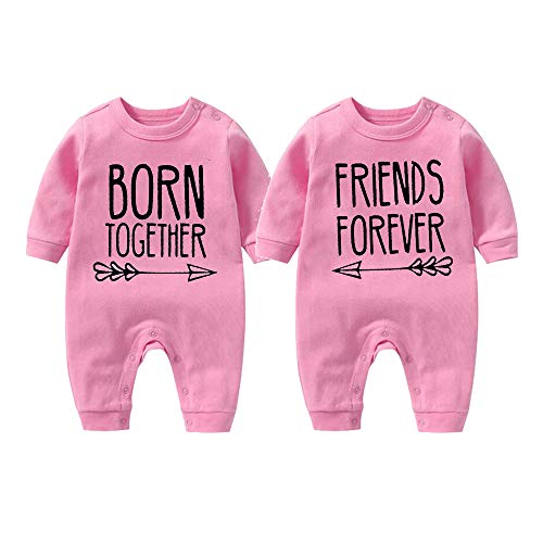 culbutomind Baby Zwillinge Strampler Beste Freunde Für Immer Fun Baby Geschenke Geburt Erstausstattung(Pink 7-9 Months) von culbutomind