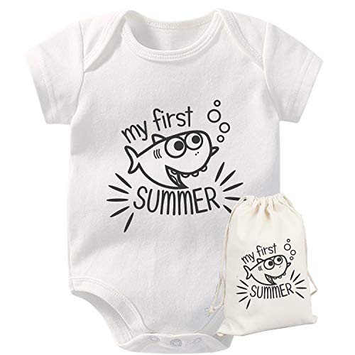 culbutomind Neugeborenes Baby Jungen Mädchen Kleidung Angeln Jagd Bodysuit mit Tasche 2 Outfits Säuglingskleidung Gr. 74, White My Fish von culbutomind