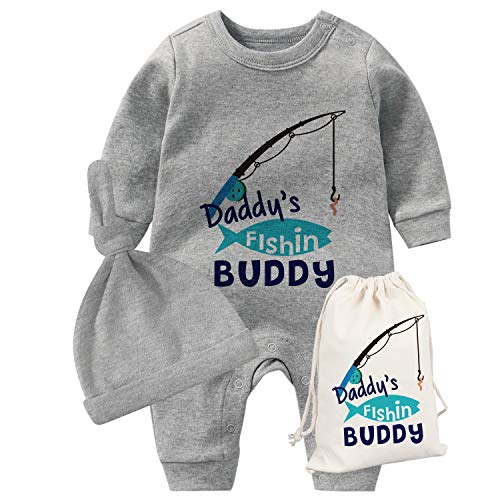 culbutomind Baby Zwillinge Strampler Body Junge Mädchen Papas Angelfreund Fun Baby Geschenke Geburt Lustig Babykleidung(Grau Angeln Vater 3m) von culbutomind