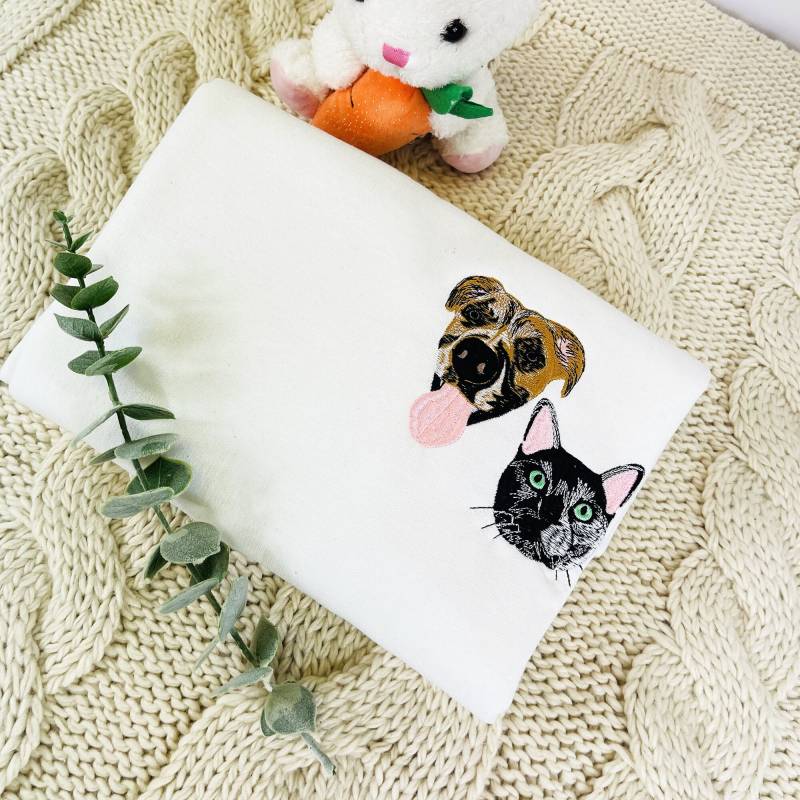 Custom Pet From Photo Embroidered Sweatshirt, Face Embroidered, Dog Gift For Lover Custom Pet From Photo Embroidered Sweatshirt, Face Embroidered, Dog Gift For Lover von cummingsc12
