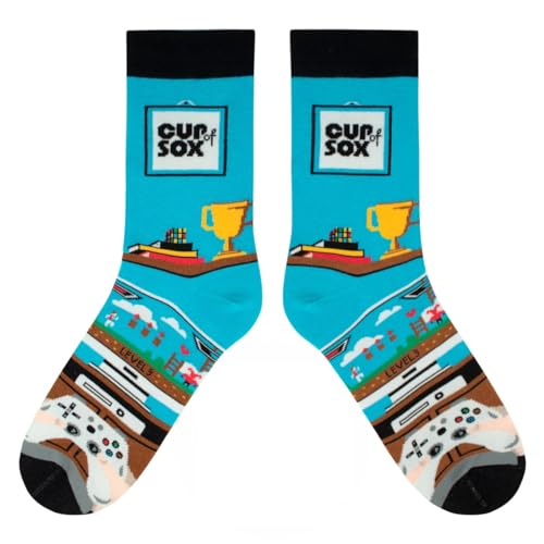 Gaming Socken, Lustige Gamer-Socken mit Spielmotiv, Geschenke Für Gamer, Hochwertige Herren- und Damensocken, 41-44 von cup of sox