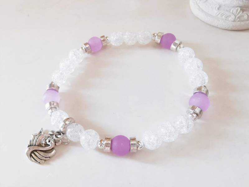 Bergkristall Armband Mit Jade Flieder, Armband, Brautarmband, Hochzeitsarmband, Edelstein Schmuck Dehnbar 270 von cupnessoArt