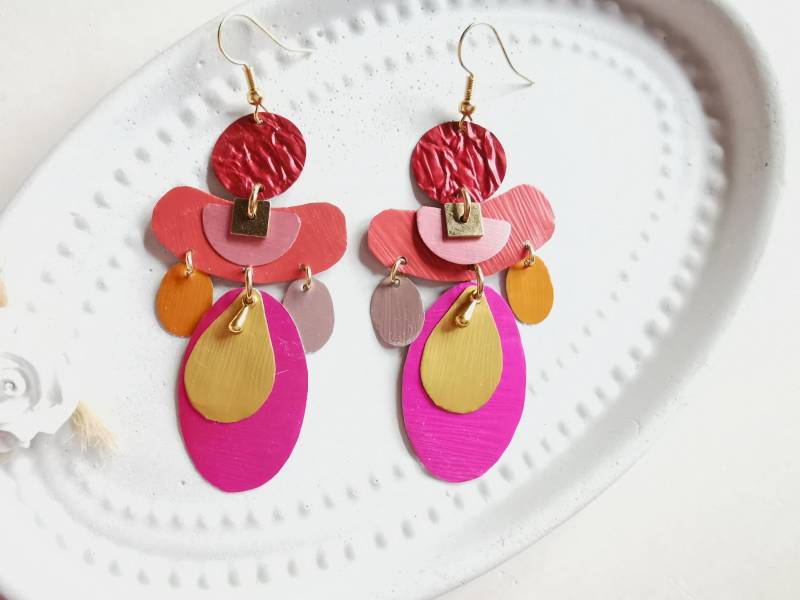 statement Tropfen Ohrringe Chandeliers Pink Rot Rosa Aus Recycling Kaffeekapsel, Kronleuchter Upcycling Schmuck Nachhaltig 173 statement Tropfen Ohrringe Chandeliers Pink Rot Rosa Aus Recycling Kaffeekapsel, Kronleuchter Upcycling Schmuck Nachhaltig 173 von cupnessoArt