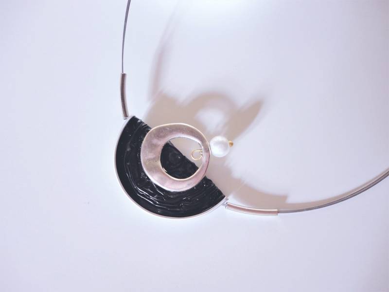 Edle Kaffeekapsel Halskette Recycling Collier Halbkreis Nespresso Geo Drahtkette Mit Anhänger 182 von cupnessoArt