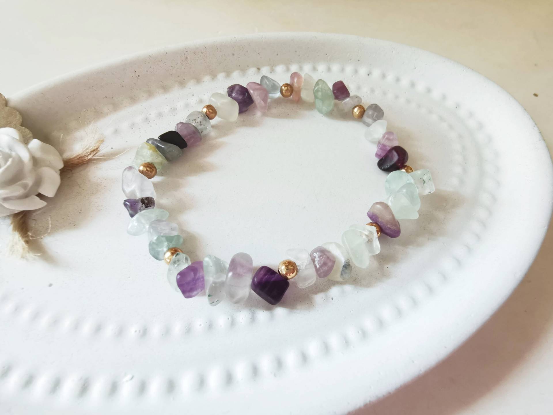 Fluorit Kristall Chips Armband, Edelstein Splitter Armband Geschenk 149 Fluorit Kristall Chips Armband, Edelstein Splitter Armband Geschenk 149 von cupnessoArt