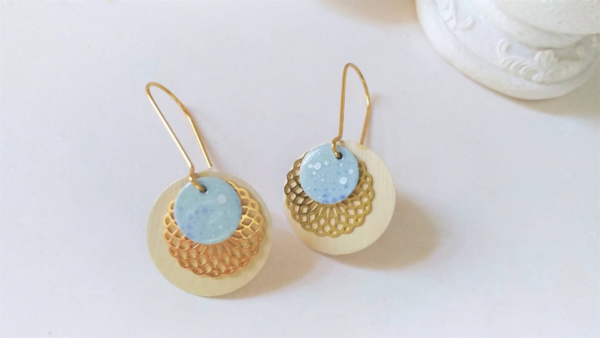 Gold Mandala Ohrringe Emaille Mit Mint Koralle Plättchen, Recycling Nespresso Kaffeekapsel Schmuck 144 Gold Mandala Ohrringe Emaille Mit Mint Koralle Plättchen, Recycling Nespresso Kaffeekapsel Schmuck 144 von cupnessoArt