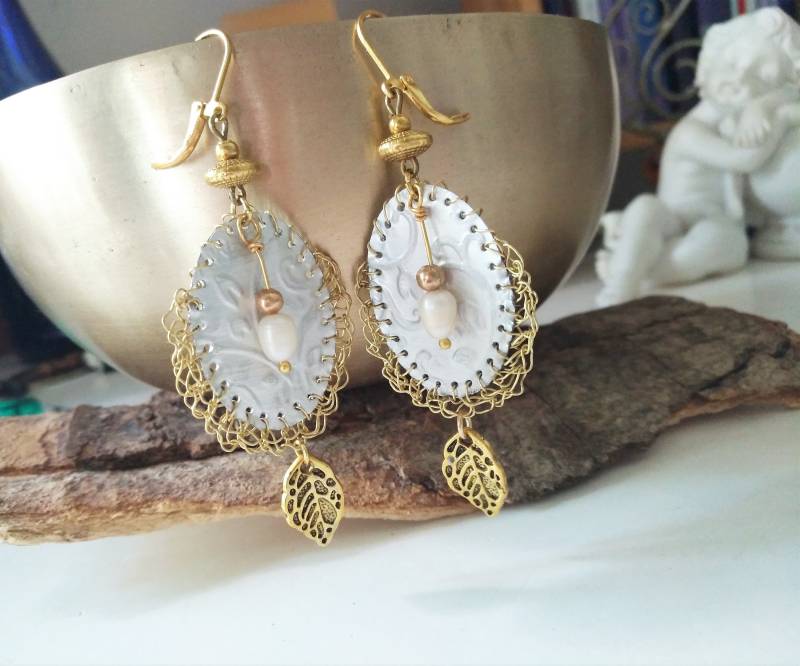 Gold Silber Draht Häkel Ohrringe Brisur, Plättchen Upcycling Nespresso Schmuck Nachhaltiges Recycling Geschenk Perlenohrringe 086 Gold Silber Draht Häkel Ohrringe Brisur, Plättchen Upcycling Nespresso Schmuck Nachhaltiges Recycling Geschenk Perlenohrringe 086 von cupnessoArt