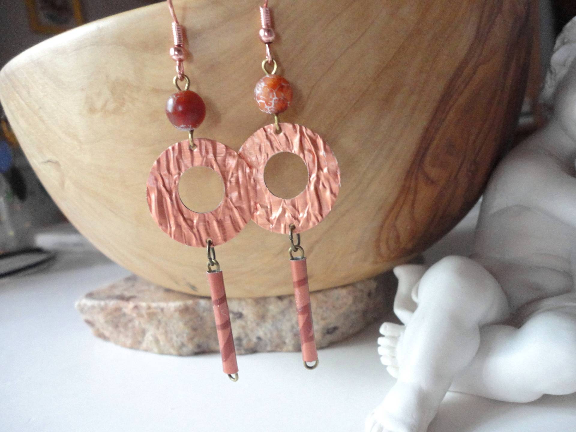 Kupfer Kreis Ohrringe Mit Pendel, Pendel Achat, Aus Upcycling Kaffeekapsel Nespresso Nachhaltig 301 Kupfer Kreis Ohrringe Mit Pendel, Pendel Achat, Aus Upcycling Kaffeekapsel Nespresso Nachhaltig 301 von cupnessoArt