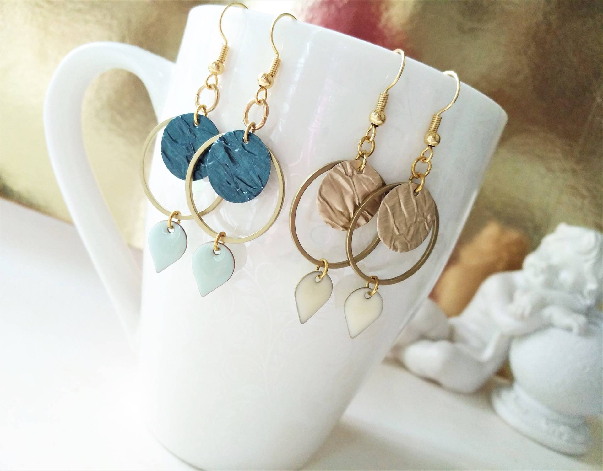 Messing Kreis Ohrringe Mit Upcycling Plättchen, Mint Emaille Weissgold, Schmuck Nespresso Nachhaltig 269 Messing Kreis Ohrringe Mit Upcycling Plättchen, Mint Emaille Weissgold, Schmuck Nespresso Nachhaltig 269 von cupnessoArt