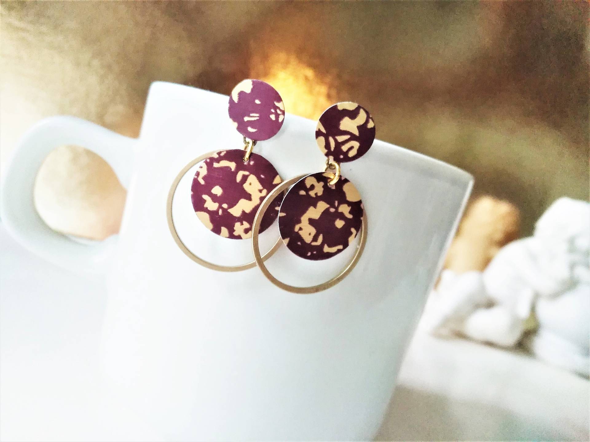 Messing Kreis Ohrstecker Terrazzo, Edelstahl Mit Recycling Plättchen Magenta Aus Nespresso Kaffeekapsel Nachhaltiges Geschenk 351 Messing Kreis Ohrstecker Terrazzo, Edelstahl Mit Recycling Plättchen Magenta Aus Nespresso Kaffeekapsel Nachhaltiges Geschenk 351 von cupnessoArt