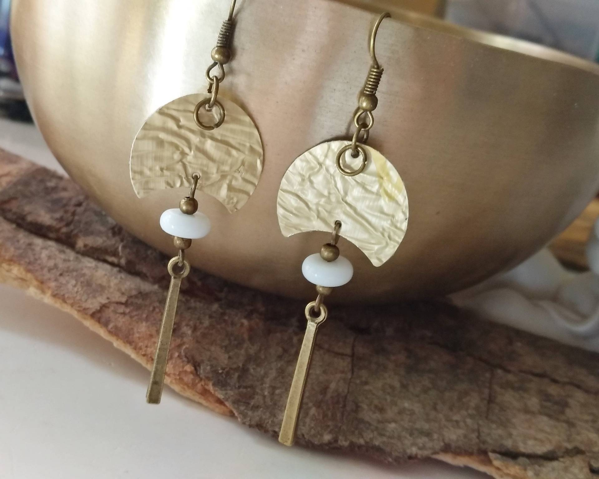 Recycling Pendel Ohrringe Mit Bronze Stab, Halbrund Emaille Upcycling Aus Kaffeekapsel Nespresso Nachhaltig 166 Recycling Pendel Ohrringe Mit Bronze Stab, Halbrund Emaille Upcycling Aus Kaffeekapsel Nespresso Nachhaltig 166 von cupnessoArt