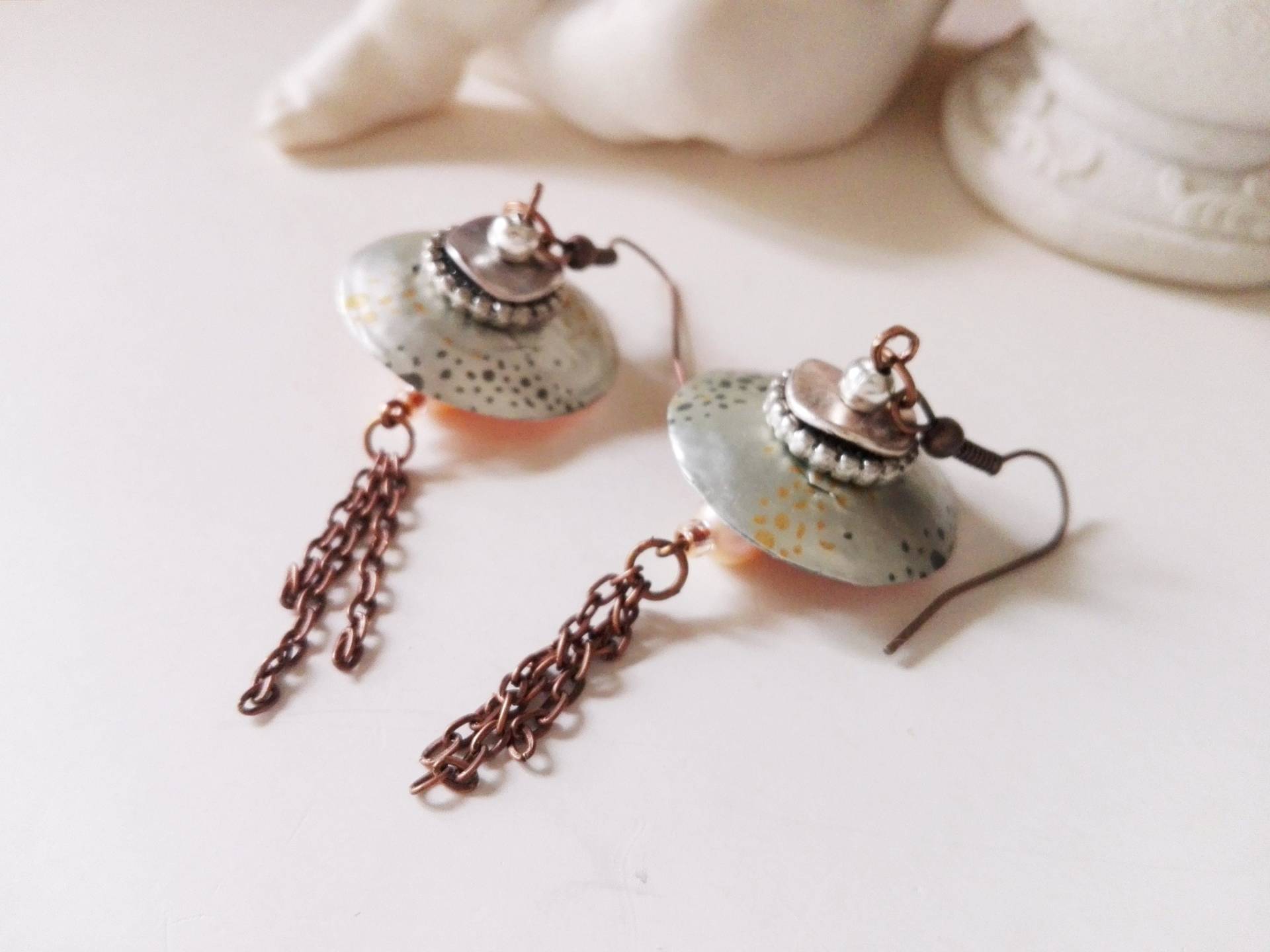 Quallen Ohrringe Aus Recycling Kaffeekapsel Nespresso, Kupfer Ketten Mit Echten Perlen, Perlen 023 Quallen Ohrringe Aus Recycling Kaffeekapsel Nespresso, Kupfer Ketten Mit Echten Perlen, Perlen 023 von cupnessoArt