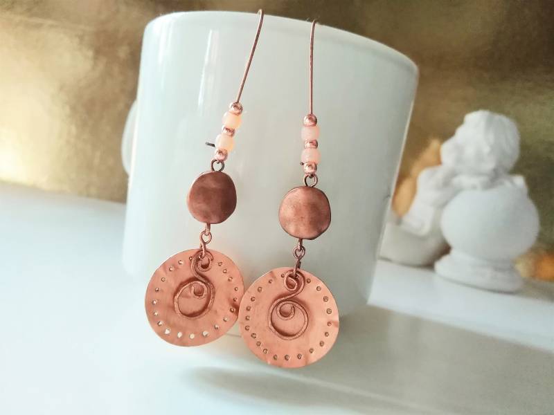 Runde Kupfer Ohrringe Mit Upcycling Scheiben Gehämmert, Spiral Recycling Aus Nespresso Kaffeekapseln 195 Runde Kupfer Ohrringe Mit Upcycling Scheiben Gehämmert, Spiral Recycling Aus Nespresso Kaffeekapseln 195 von cupnessoArt