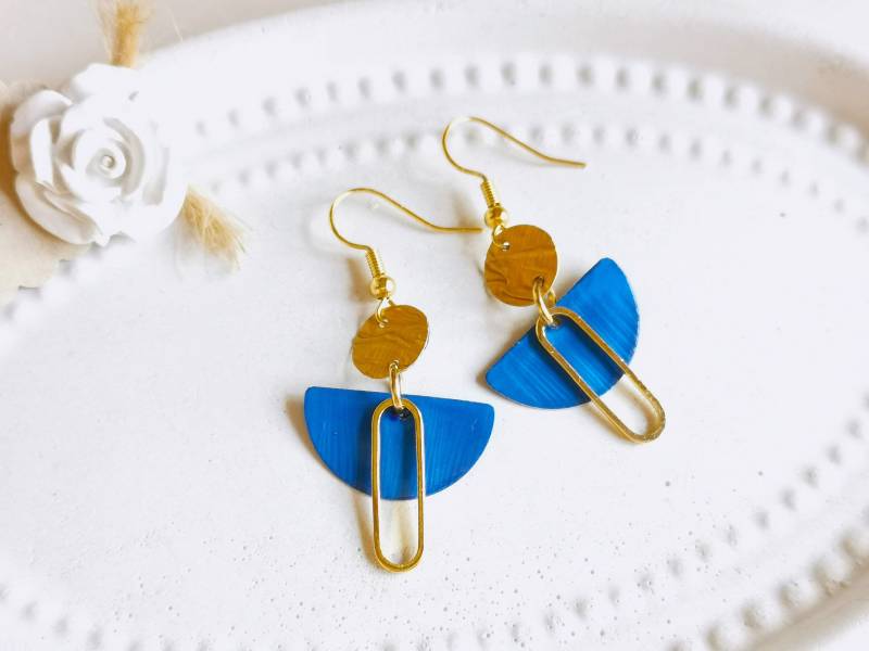 Vergoldete Emaille Ohrringe Halbkreis Türkisblau, Paperclip Ohrringe, Recycling Nespresso Kaffeekapsel 320 Vergoldete Emaille Ohrringe Halbkreis Türkisblau, Paperclip Ohrringe, Recycling Nespresso Kaffeekapsel 320 von cupnessoArt