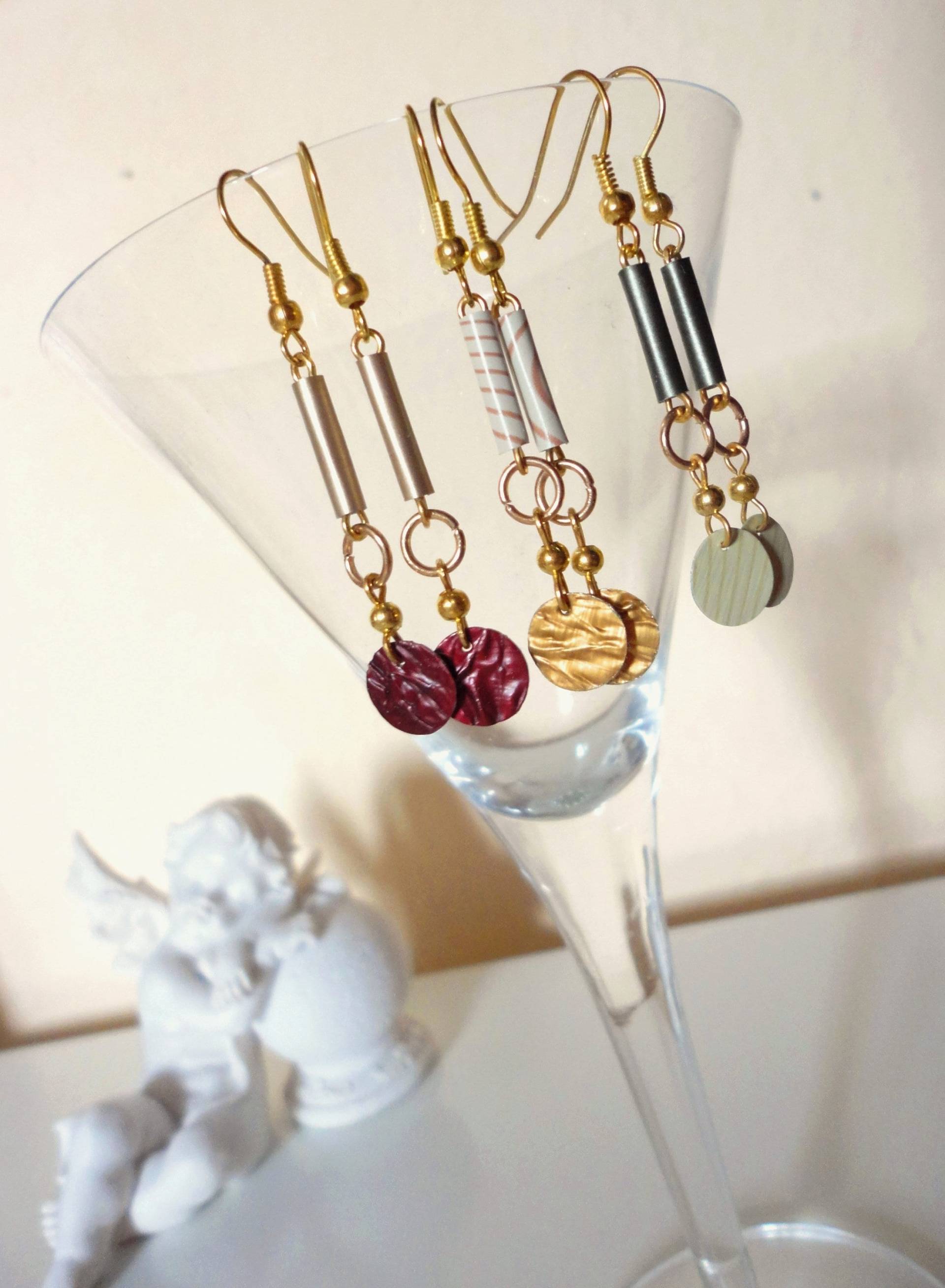 Vergoldete Punkt Ohrringe, Pendel Ohrringe Zierlich Aus Upcycling Kaffeekapsel Nespresso Schmuck, Kleine Plättchen - Farbwahl 264 Vergoldete Punkt Ohrringe, Pendel Ohrringe Zierlich Aus Upcycling Kaffeekapsel Nespresso Schmuck, Kleine Plättchen - Farbwahl 264 von cupnessoArt