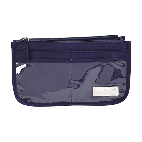 curfair Leichter Reise-Organizer, Make-up-Tasche, tragbare Kosmetik-Aufbewahrungstasche mit Reißverschluss, Kulturbeutel-Organizer mit Mehreren Taschen für Frauen und Mädchen Navy blau von curfair