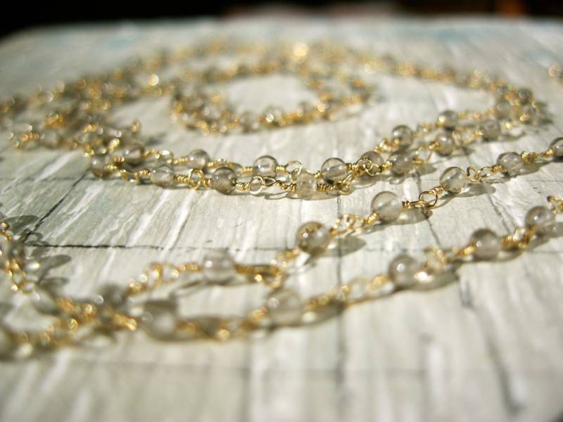 Champagner Rauchtopas Perlen Kette Champagner Rauchtopas Perlen Kette von curio60